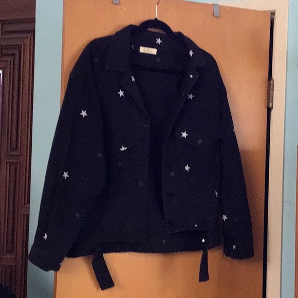Black jacket with stars. 100% cotton - Picture 3 of 5